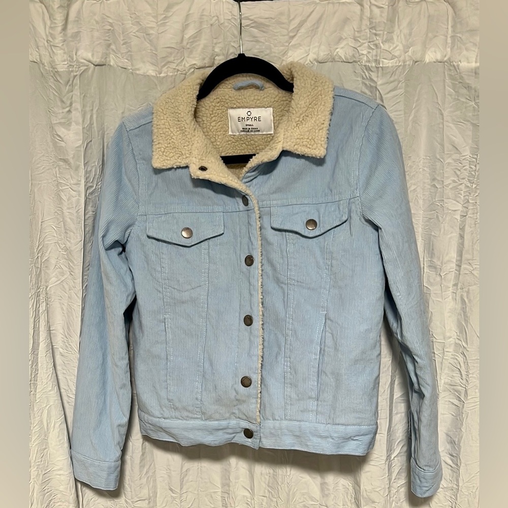 Empyre Rema Blue Corduroy Jacket Light/Pastel Blue | Womens Jackets